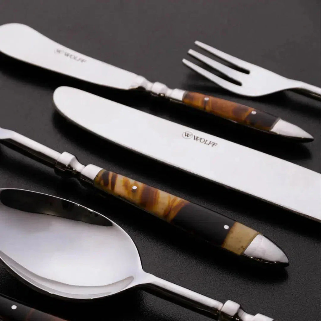 Conjunto 4 Garfos para Petisco Tartaruga Aço Inox Com Cabo Resina Wolff 13,5cm