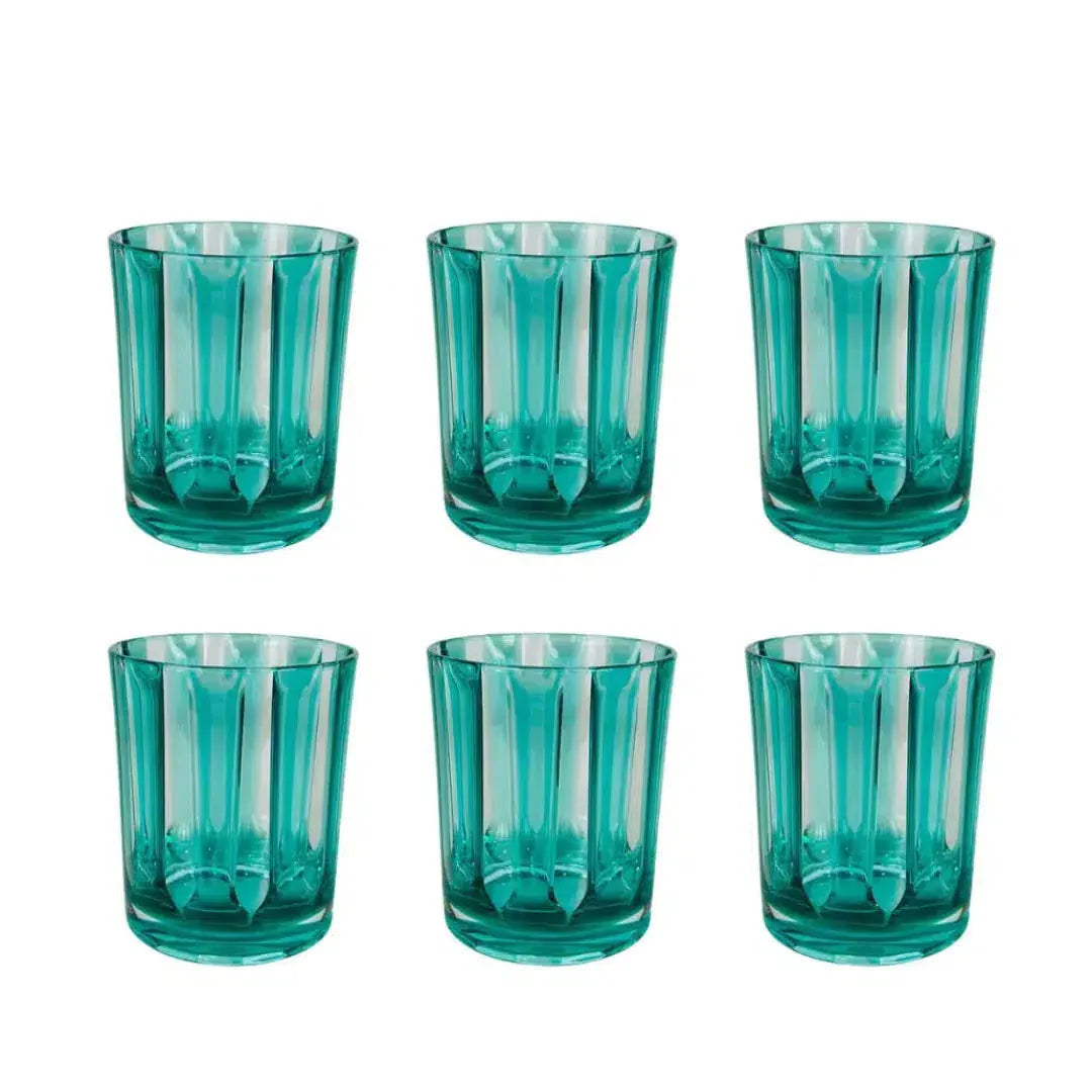 Conjunto 6 Copos Acrílico Verde Tiffany Linha Náutica 300ml