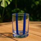 Conjunto 6 Copos Baixos Vidro Transparente com Faixas Azuis 280ml