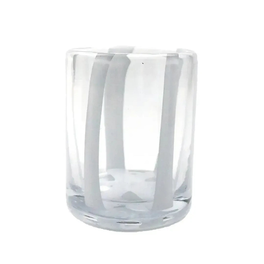 Conjunto 6 Copos Baixos Vidro Transparente com Faixas Brancas 280ml