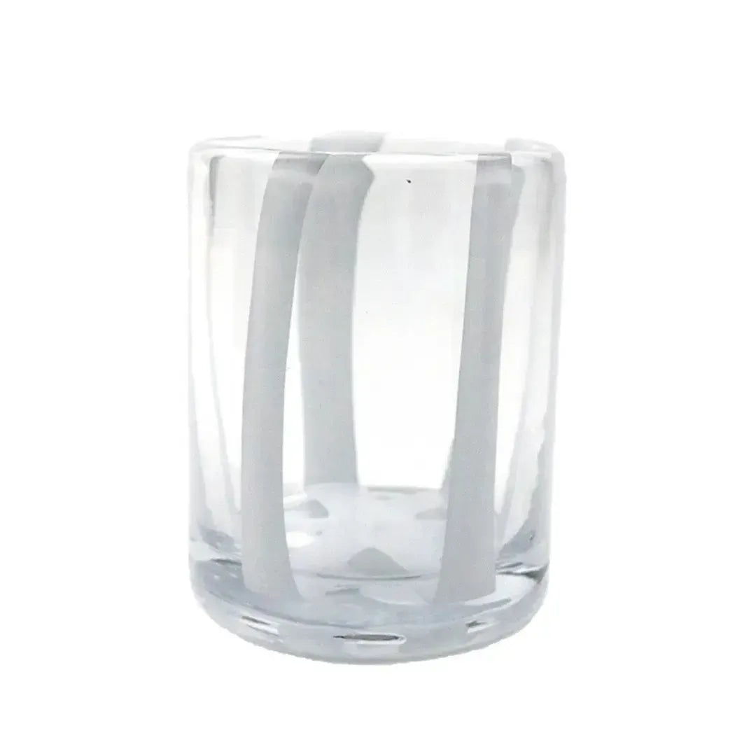 Conjunto 6 Copos Baixos Vidro Transparente com Faixas Brancas 280ml