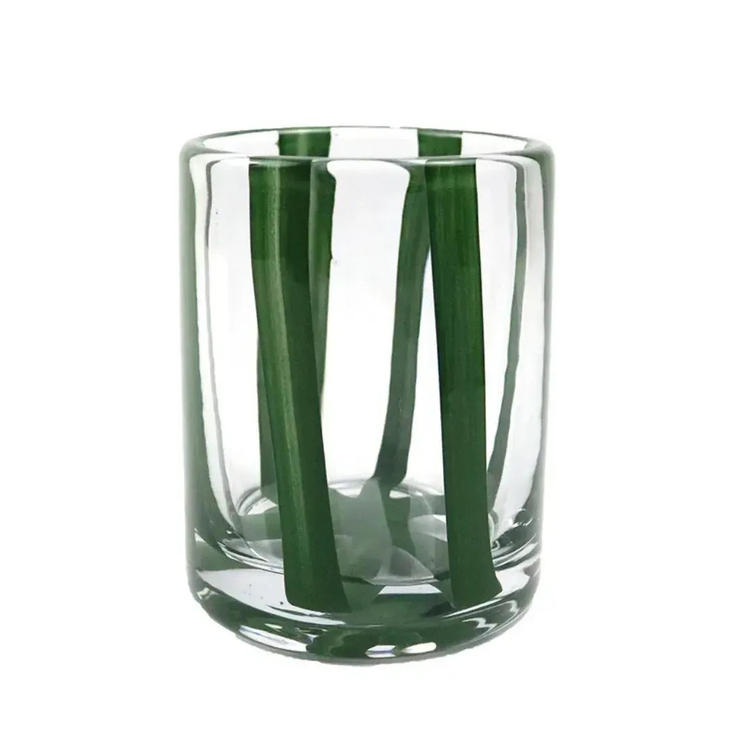 Conjunto 6 Copos Baixos Vidro Transparente com Faixas Verdes 280ml