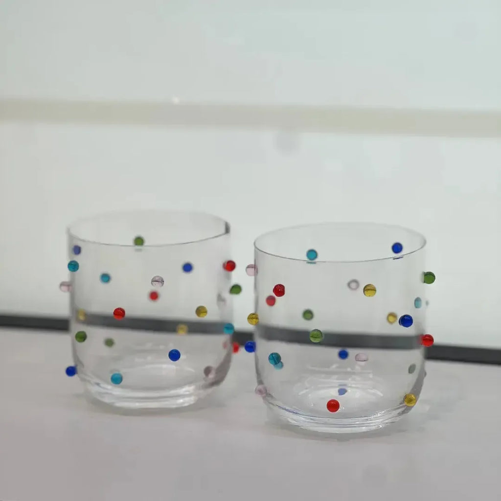 Conjunto 6 Copos Baixos Vidro com Pontos Coloridos Linha Vibrance 400ml