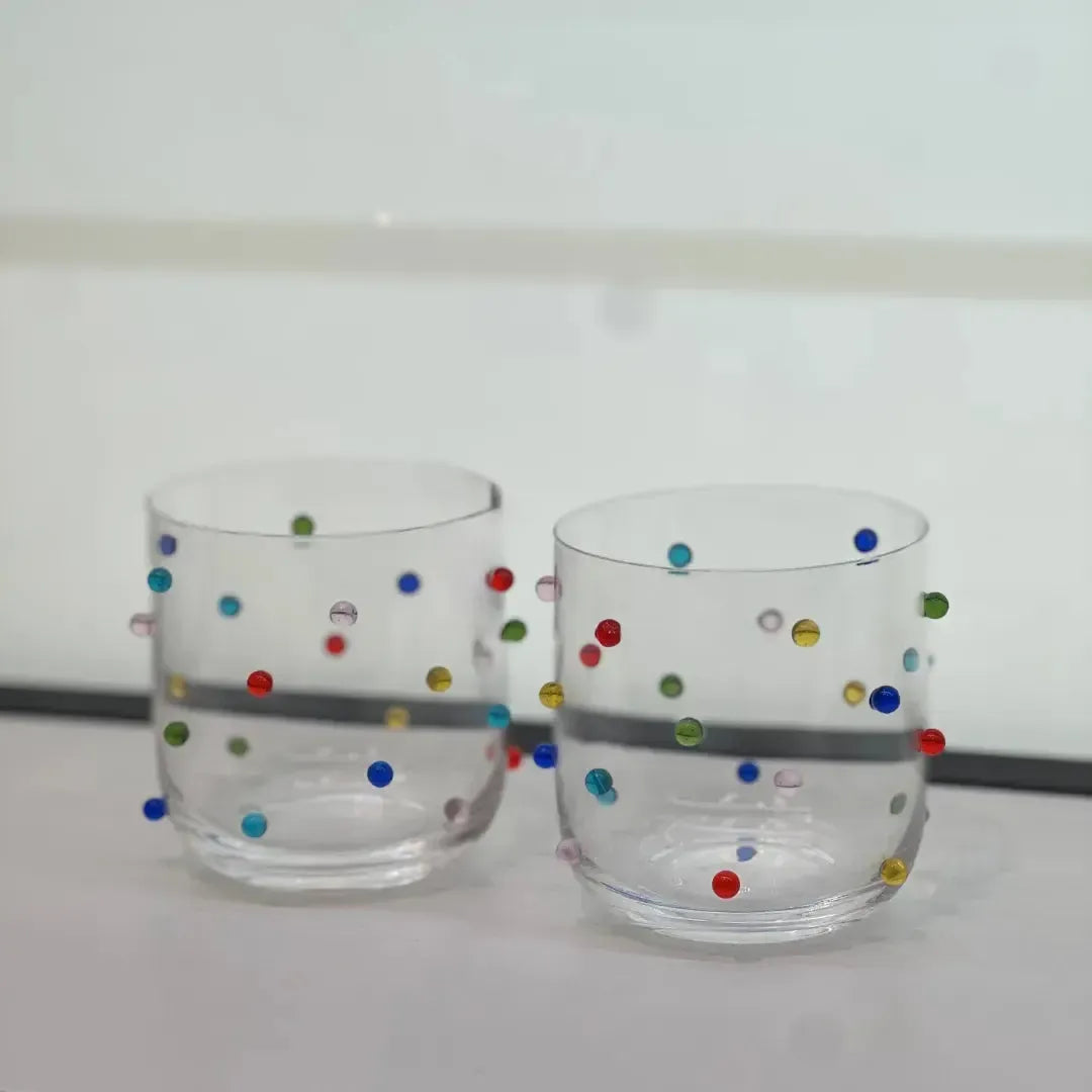 Conjunto 6 Copos Baixos Vidro com Pontos Coloridos Linha Vibrance 400ml