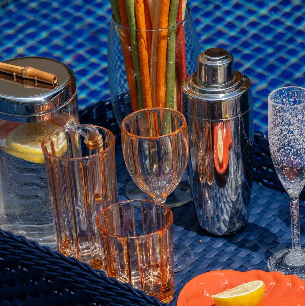 Conjunto 6 Copos Long Drink Acrílico Azul Linha Náutica 500ml