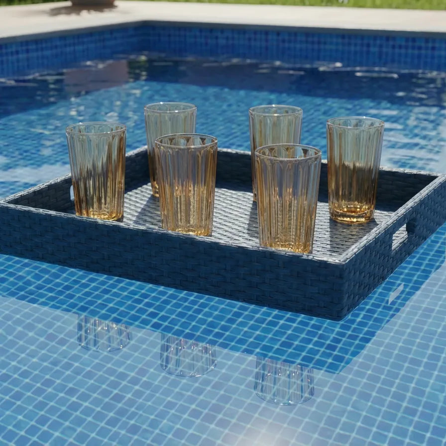 Conjunto 6 Copos Long Drink Acrílico Azul Linha Náutica 500ml