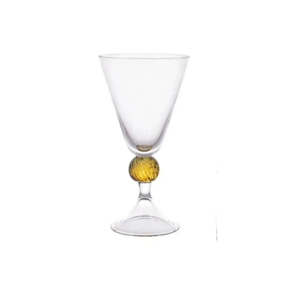 Conjunto 6 Copos para Água Vidro Transparente Haste Âmbar Linha Sintonia 300ml