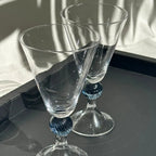 PRÉ-VENDA: Conjunto 6 Copos para Água Vidro Transparente Haste Azul Linha Sintonia 300ml