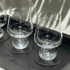 Conjunto 6 Copos para Água Vidro Transparente Haste Bolhas Linha Sintonia 220ml