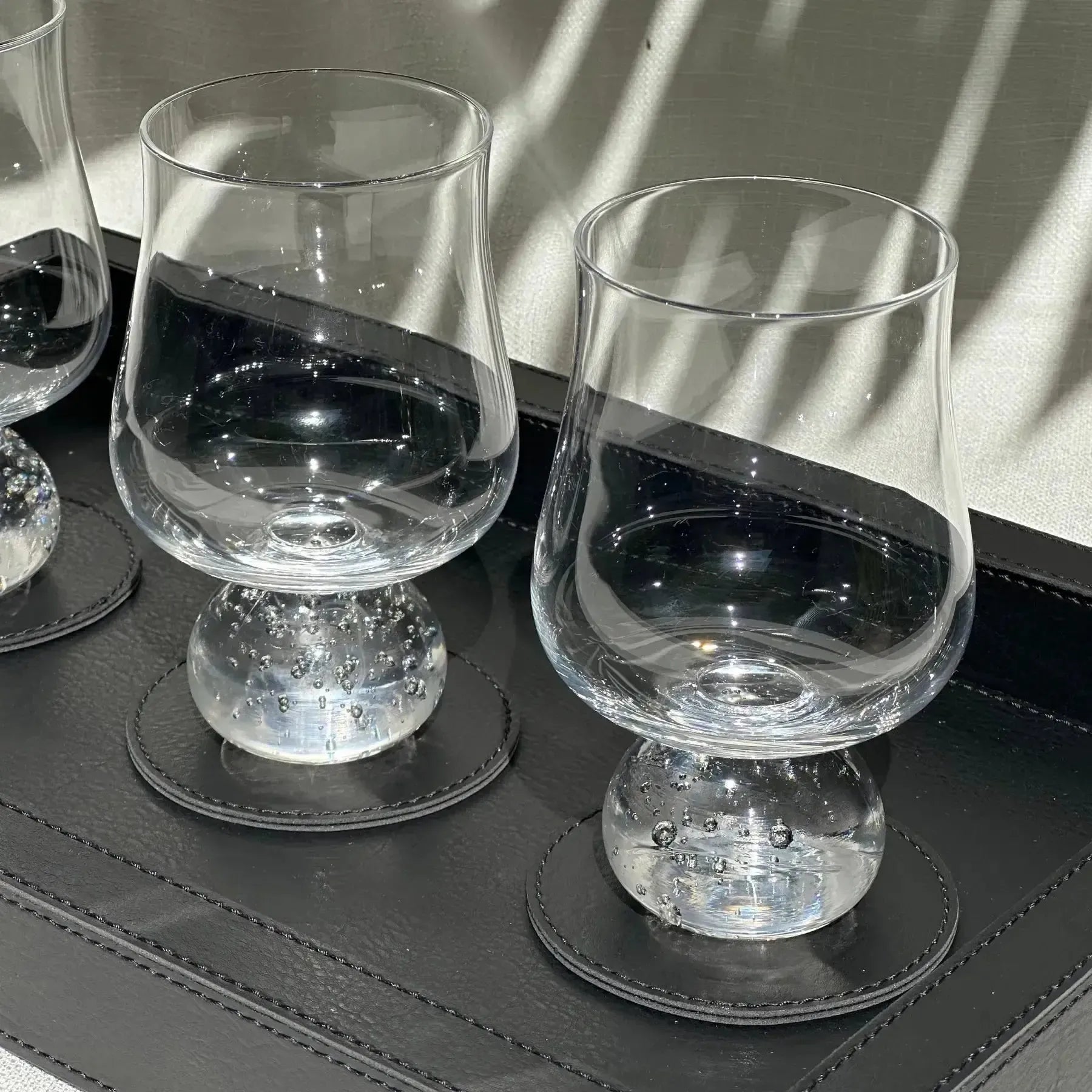Conjunto 6 Copos para Água Vidro Transparente Haste Bolhas Linha Sintonia 220ml