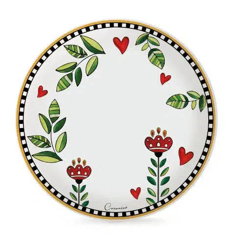 Conjunto 6 Pratos Porcelana Cocoricó Amarelo 27cm Egan