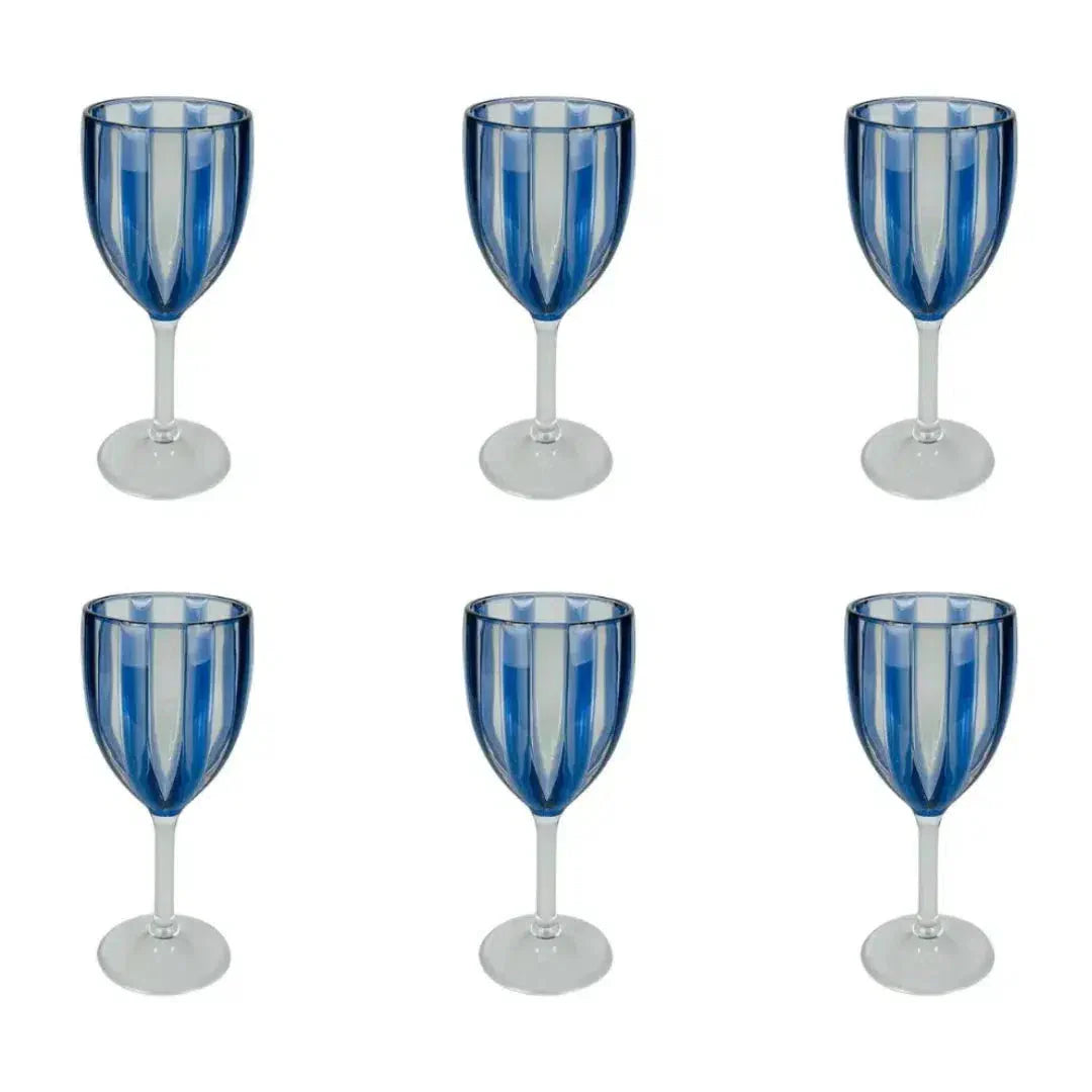 Conjunto 6 Taças Acrílico Azul Linha Náutica 300ml