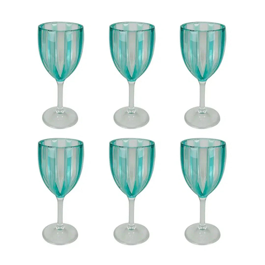 Conjunto 6 Taças Acrílico Verde Tiffany Linha Náutica 300ml