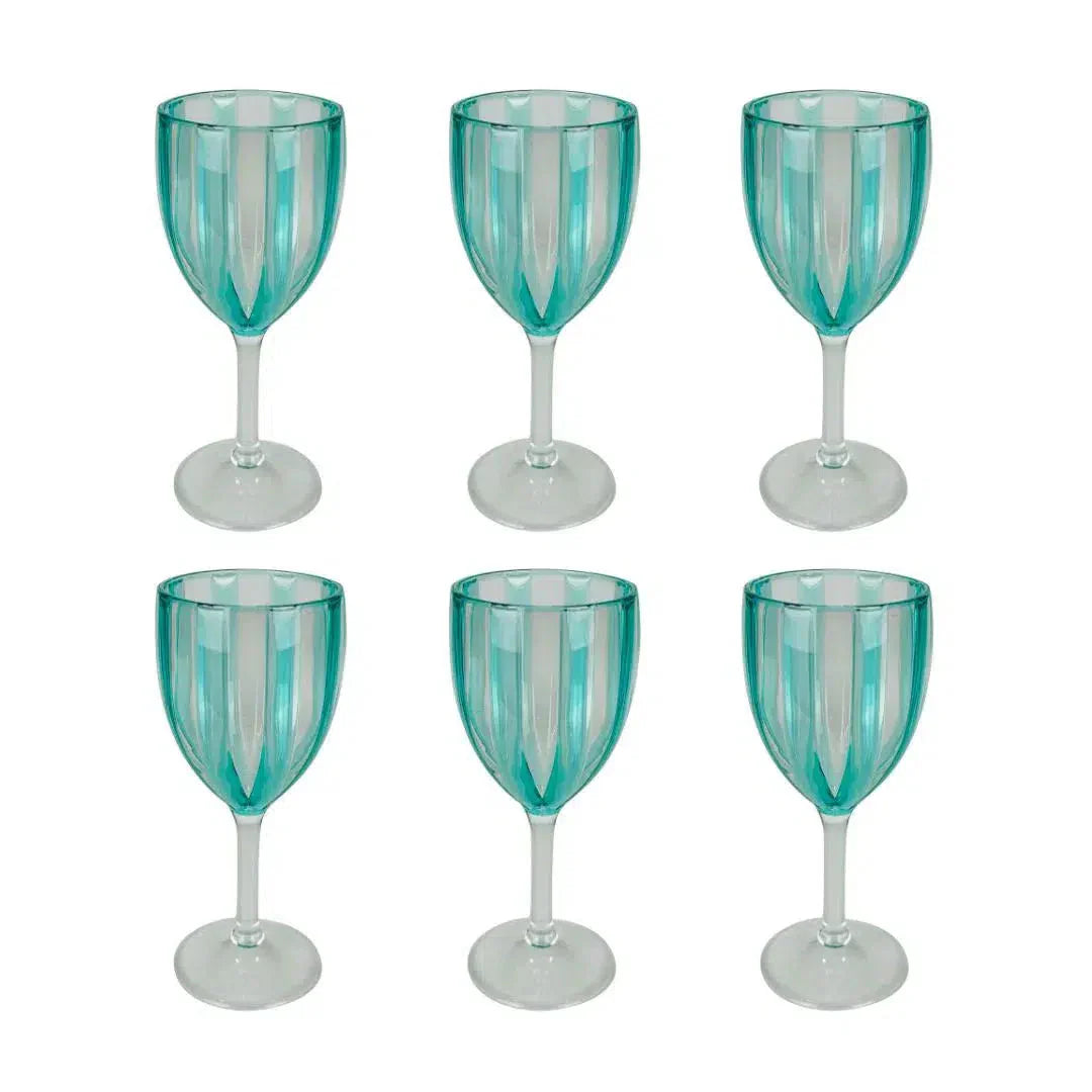 Conjunto 6 Taças Acrílico Verde Tiffany Linha Náutica 300ml