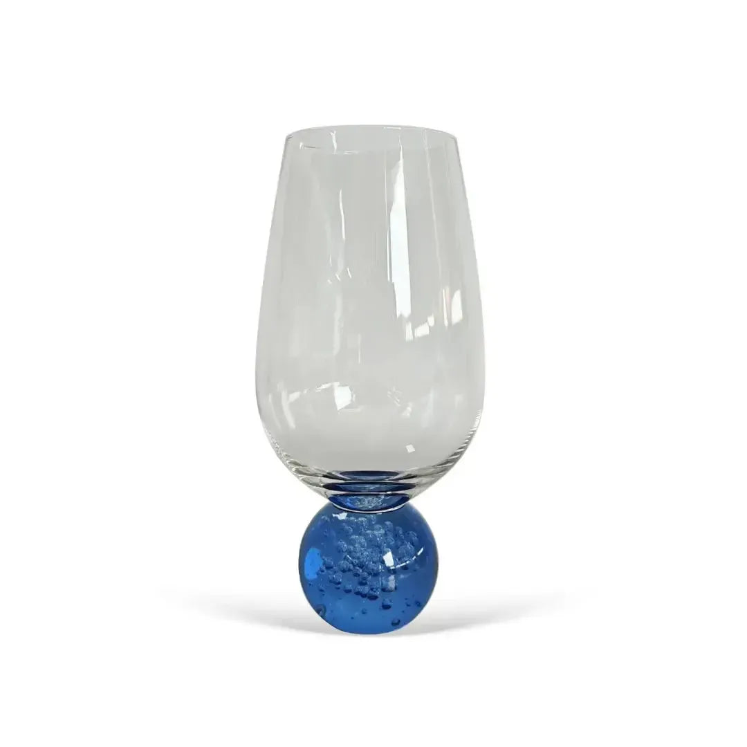 Conjunto 6 Taças Vidro Transparente base Esfera Azul Linha Sintonia 550ml