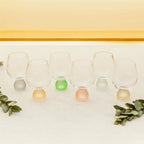 PRÉ-VENDA: Conjunto 6 Taças Vidro Transparente base Esfera Colorido Linha Sintonia 450ml