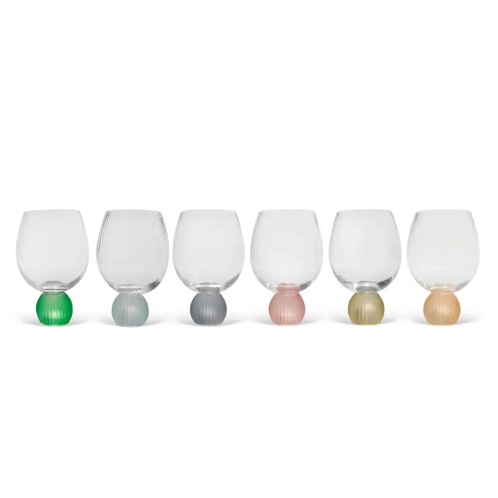 PRÉ-VENDA: Conjunto 6 Taças Vidro Transparente base Esfera Colorido Linha Sintonia 450ml