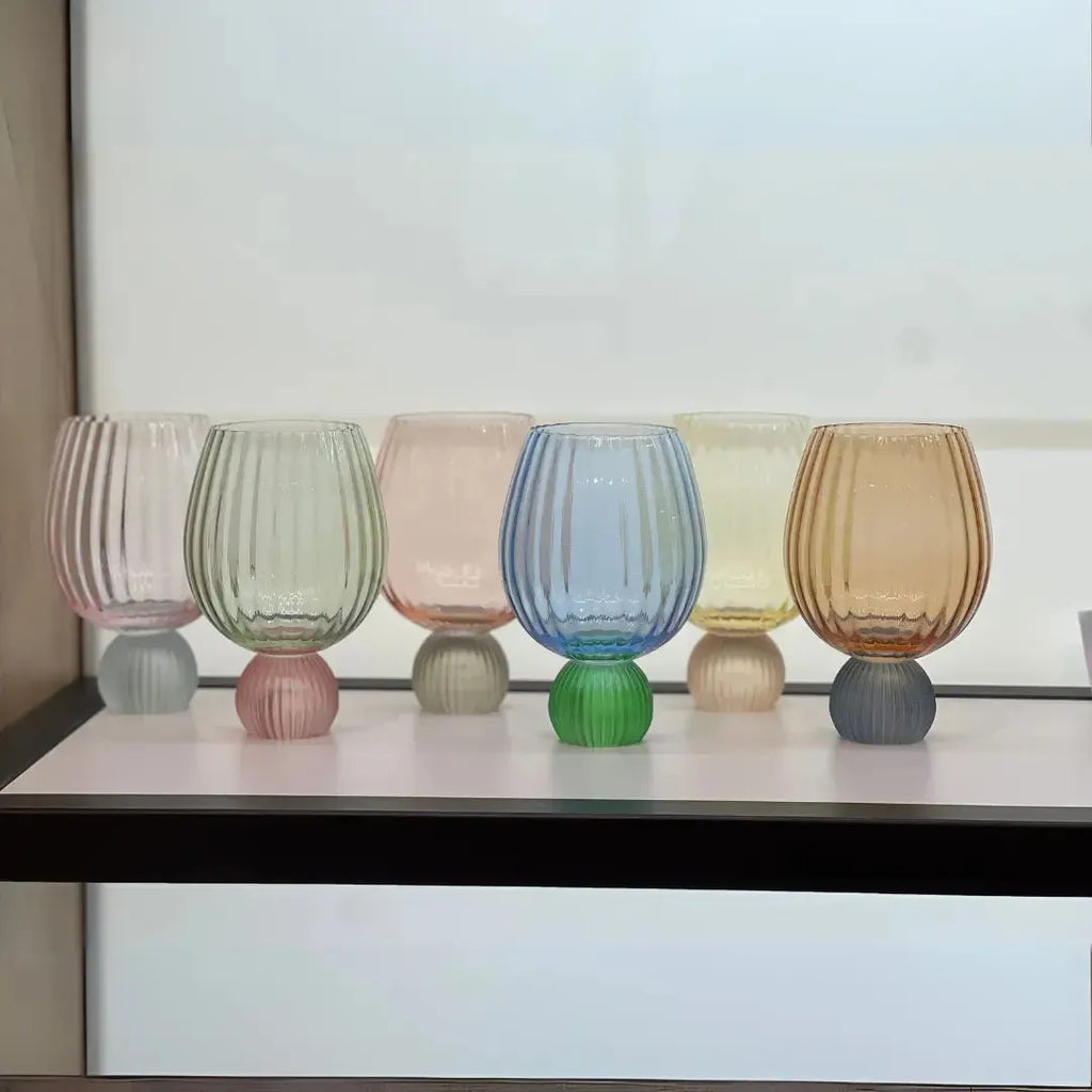 Conjunto 6 Taças Vidro base Esfera Colorido Linha Sintonia 450ml