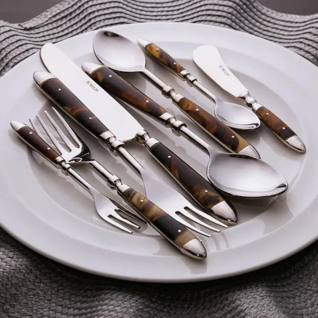 Conjunto 6 Talheres Tartaruga Aço Inox Com Cabo Resina Wolff