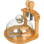 Conjunto 7 Peças para Queijo Bambu com Tampa de Vidro Home&Co