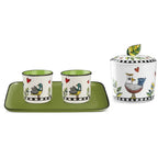 Conjunto Bandeja + 2 Copos Espresso 90ml + Açucareiro Porcelana New Bone China Bone China 250ml Amarelo Cocoricó Egan