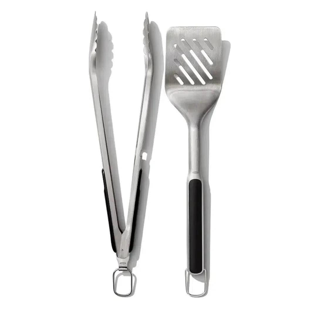 Conjunto Pinça e Espátula para Churrasco Inox OXO