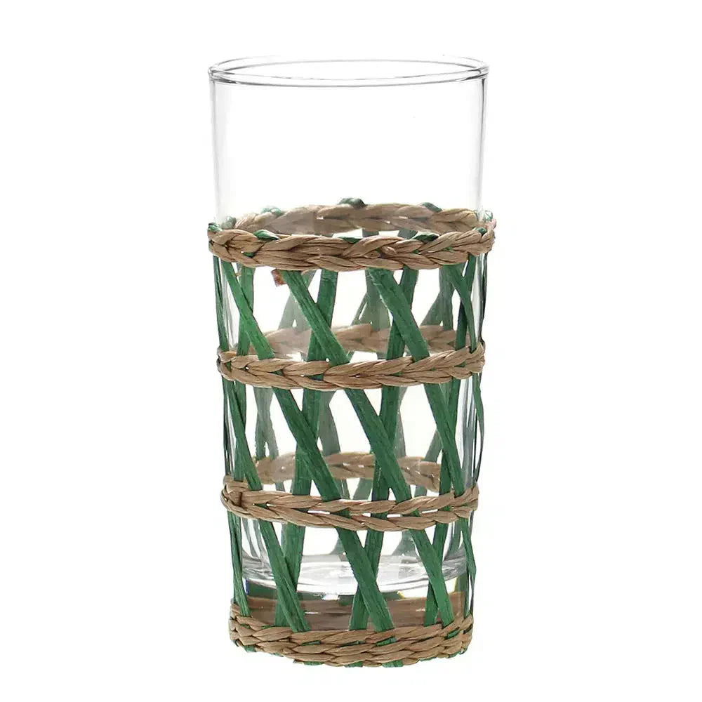 Conjunto com 6 Copos em Vidro e Rattan 400ml