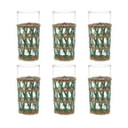 Conjunto com 6 Copos em Vidro e Rattan 400ml