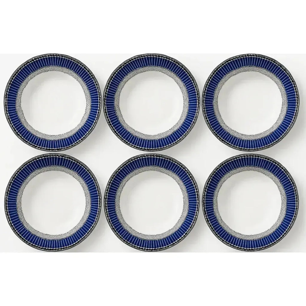 Conjunto com 6 Pratos Fundos Porcelana Blue Star 24,5cm Strauss