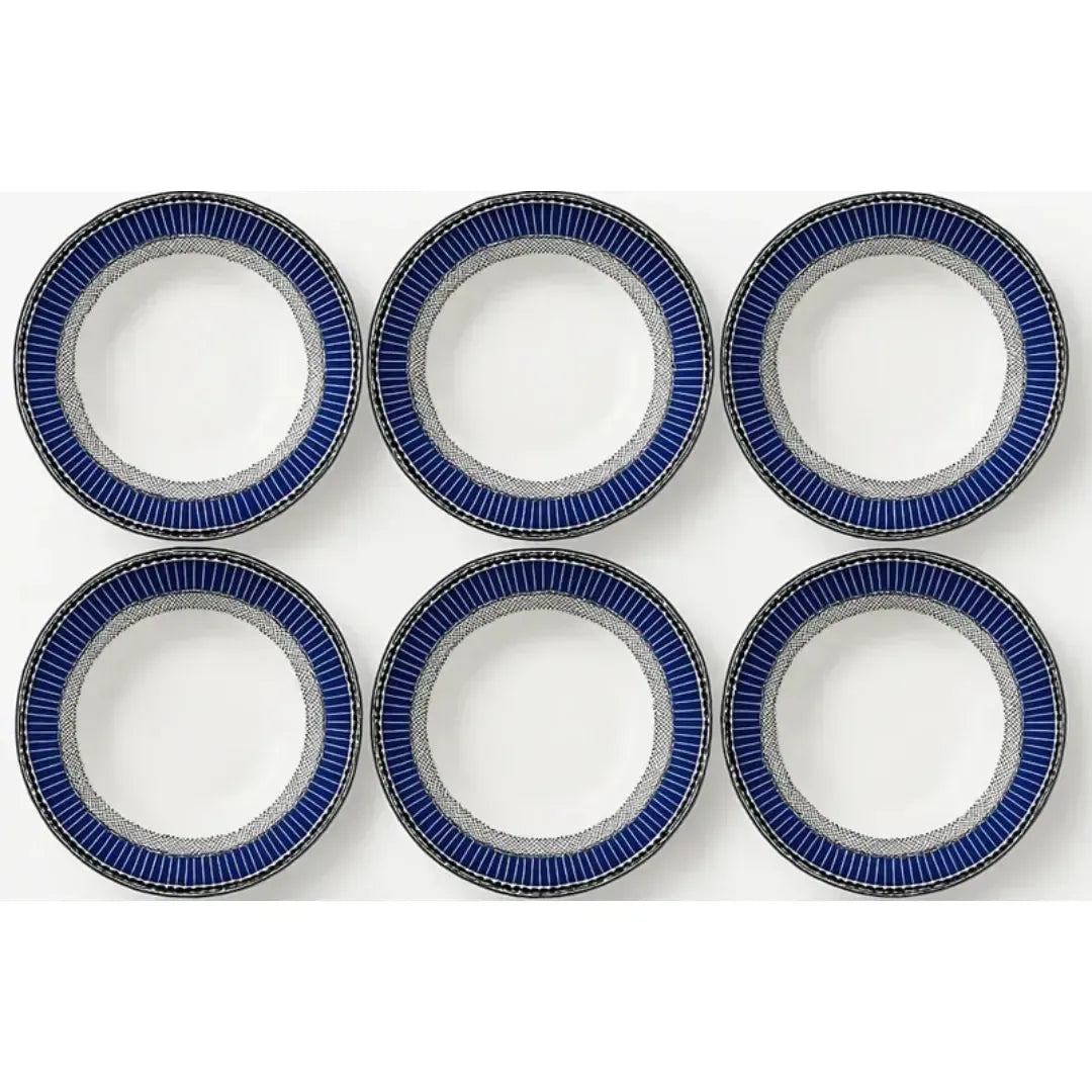 Conjunto com 6 Pratos Fundos Porcelana Blue Star 24,5cm Strauss