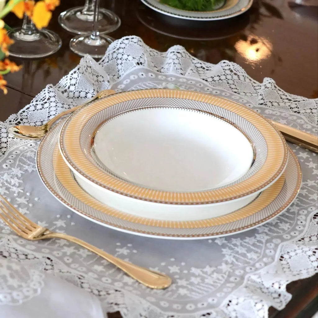 Conjunto com 6 Pratos Fundos Porcelana Blue Star 24,5cm Strauss
