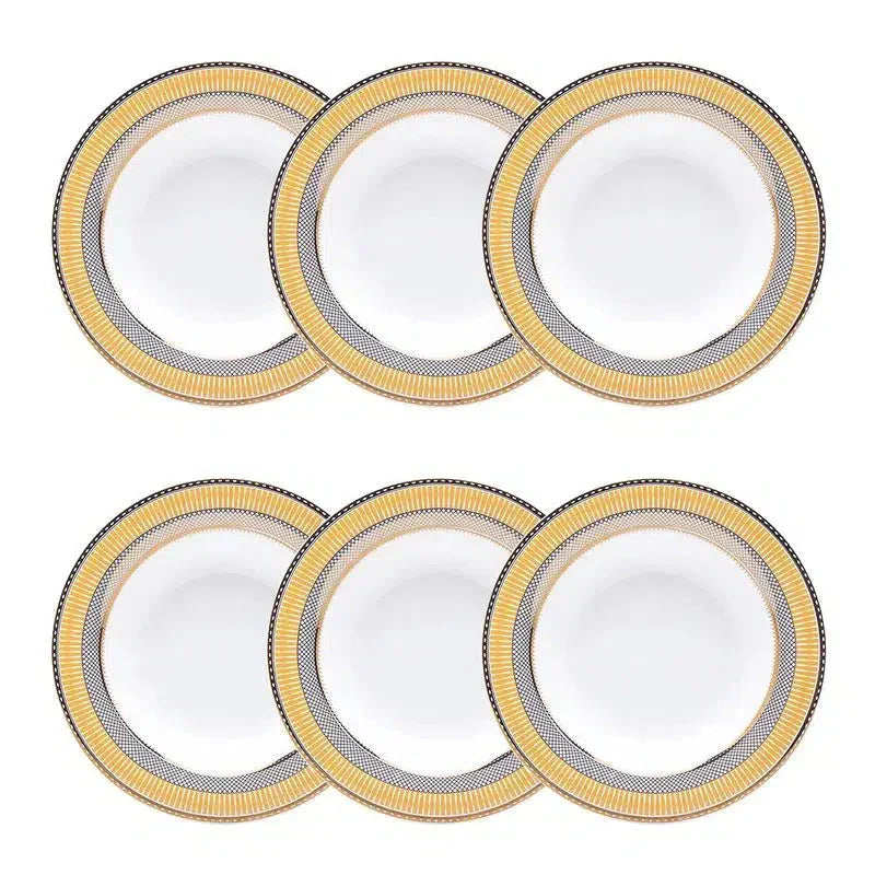 Conjunto com 6 Pratos Fundos Porcelana Blue Star 24,5cm Strauss