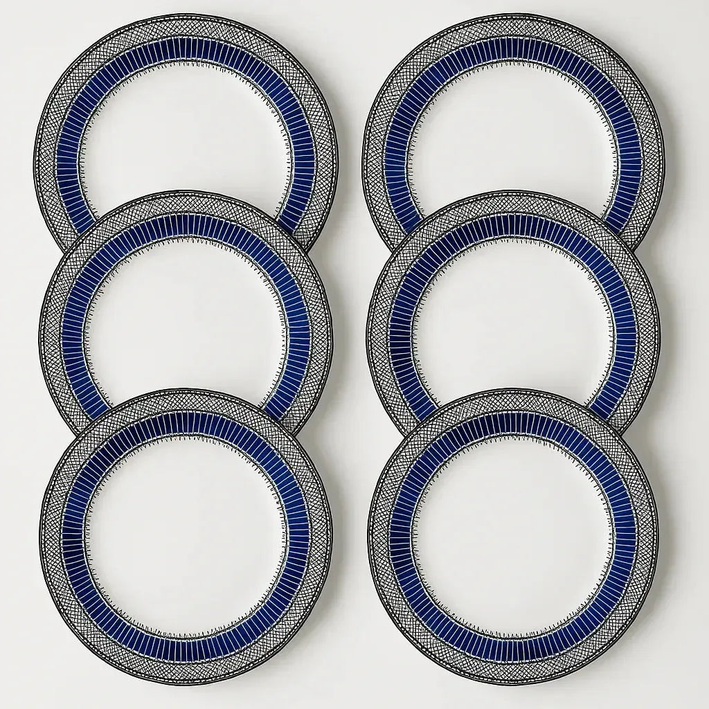 Conjunto com 6 Pratos Rasos Porcelana Blue Star 28cm Strauss