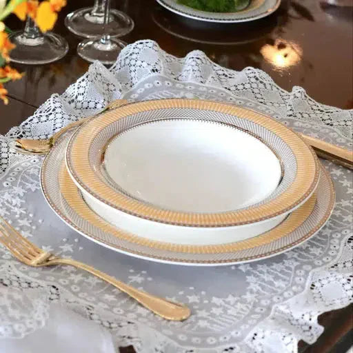 Conjunto com 6 Pratos Rasos Porcelana Blue Star 28cm Strauss