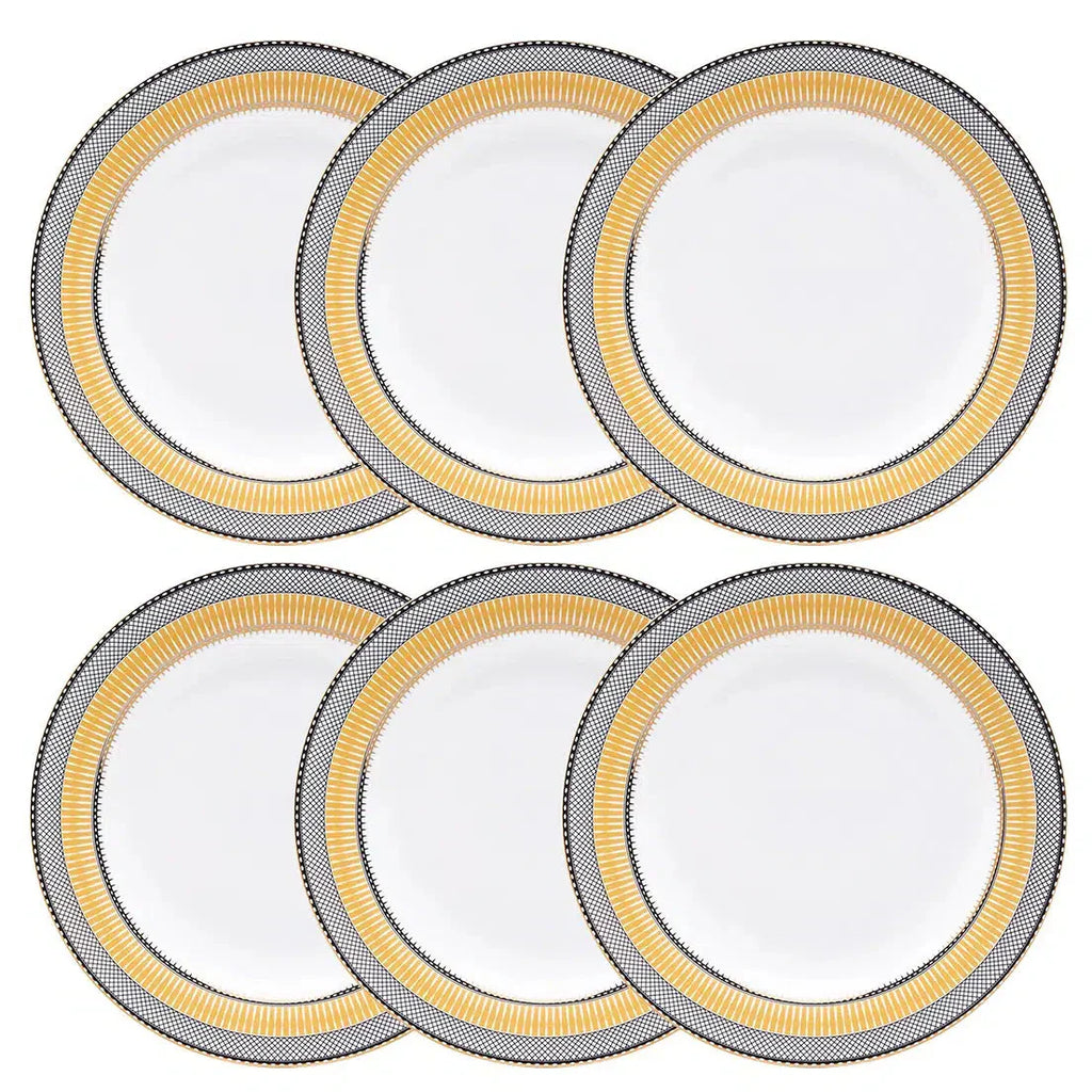 Conjunto com 6 Pratos Rasos Porcelana Blue Star 28cm Strauss