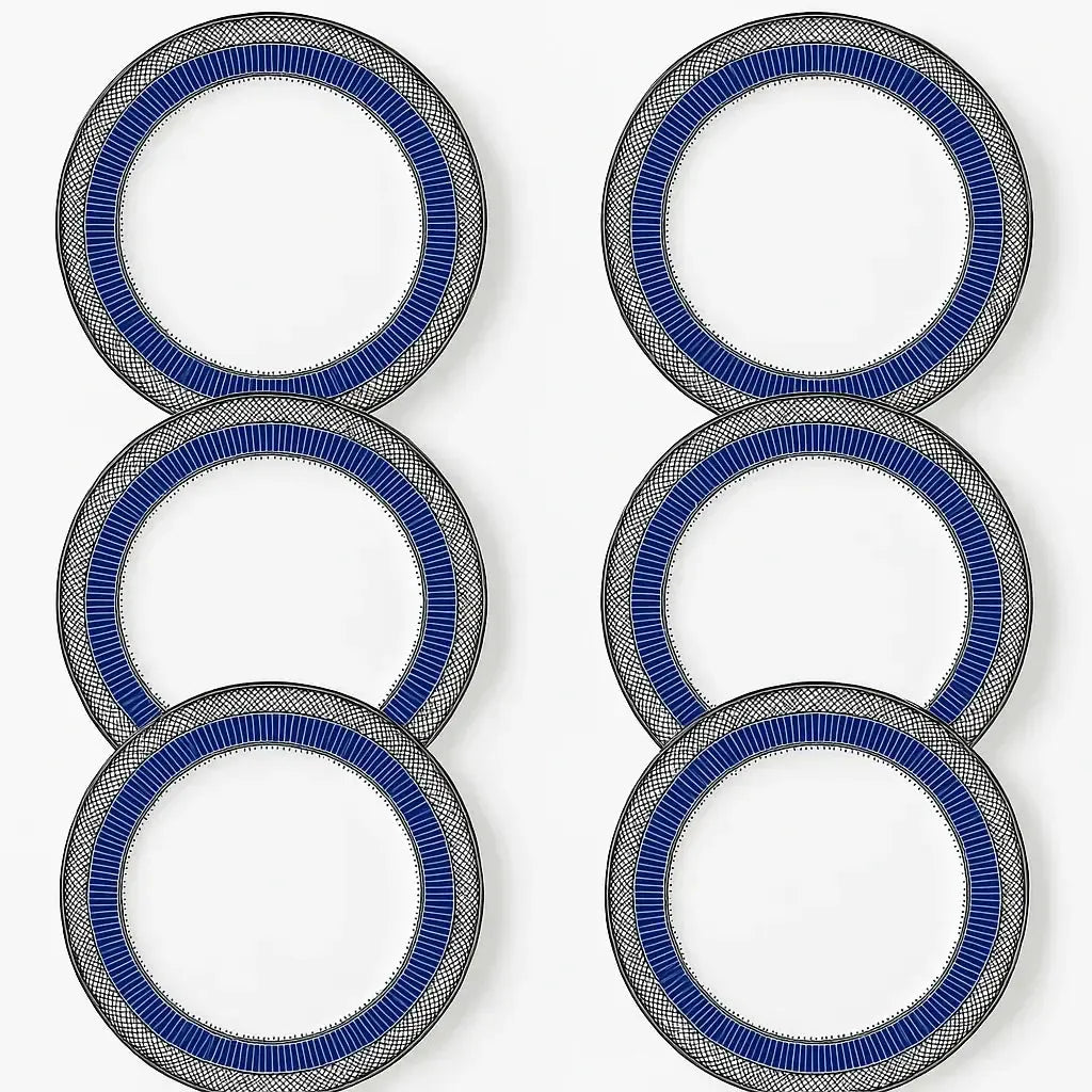 Conjunto com 6 Pratos de Sobremesa Porcelana Blue Star 23cm Strauss