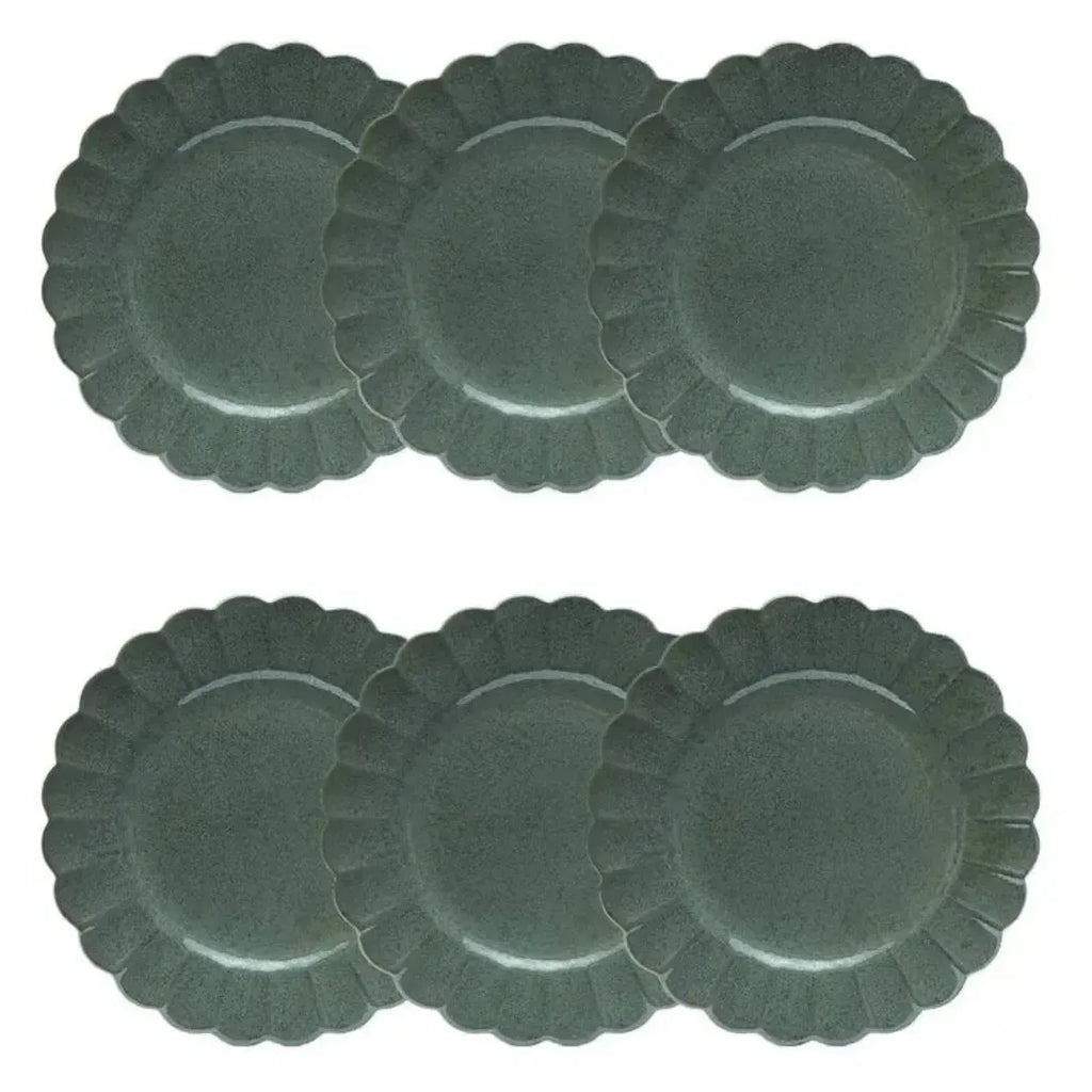 Conjunto com 6 Pratos de Sobremesa Porcelana Flora Hortênsia 22cm Oxford