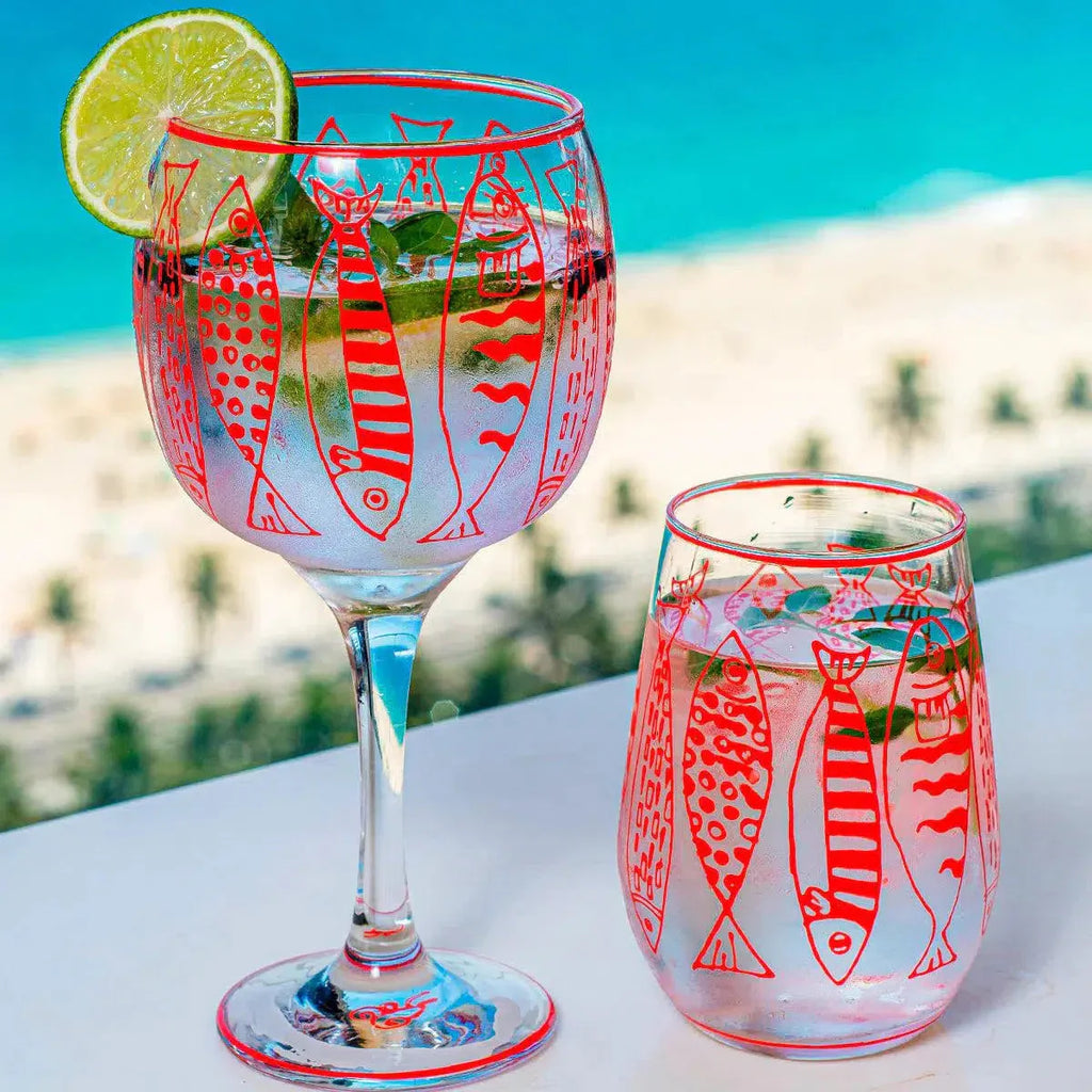 Copo Vidro Peixes Coral 480ml