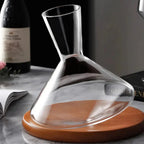 Decanter de Vinhos em Cristal Soffiato com Base de Madeira 2,3L Fracalanza