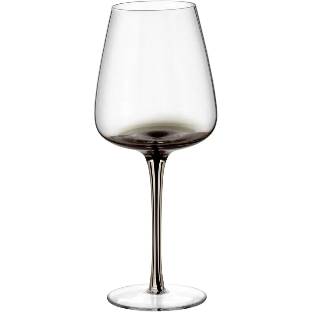 Jogo 6 Taças Vinho Branco Vidro Transparente com Haste Preta 390ml