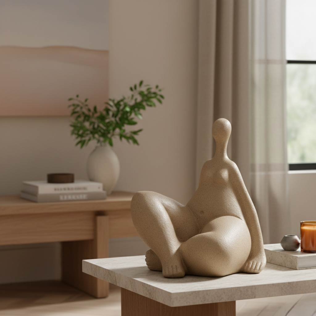 Escultura Mulher em Poliresina Areia Mart 19,5x14x15cm