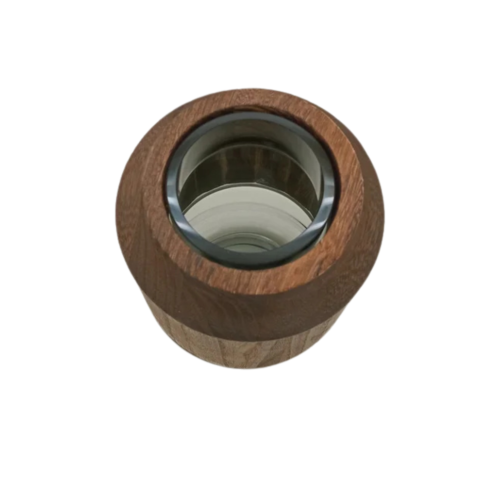 Vaso Vidro / Madeira 30x10cm
