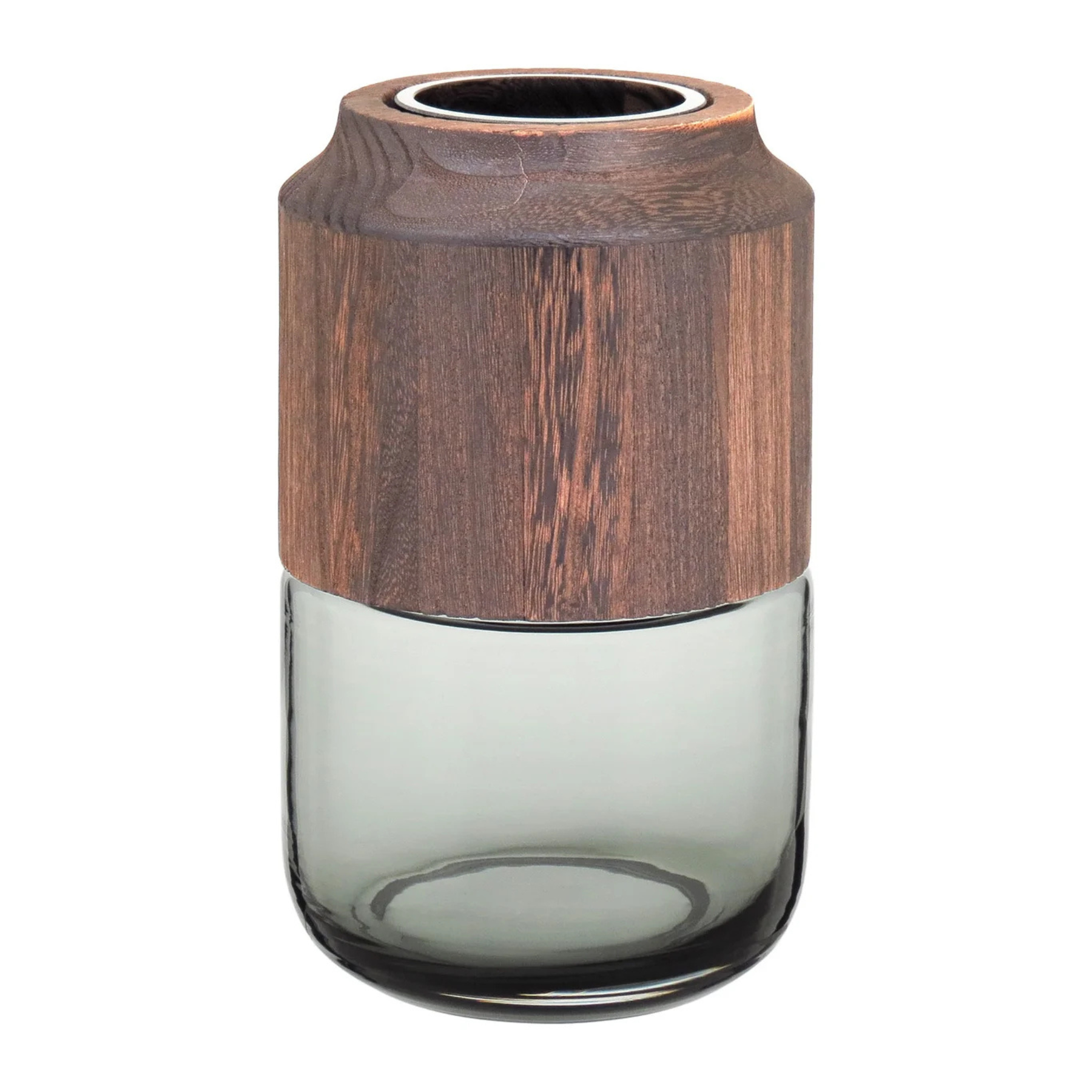 Vaso Vidro / Madeira 24x10cm