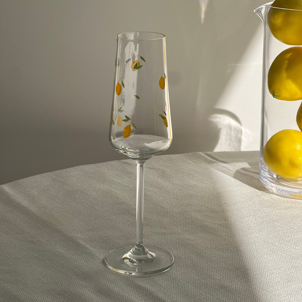 Jogo 6 Taças Champanhe Allure Sparkling em Cristal Ecológico 220ml Limão