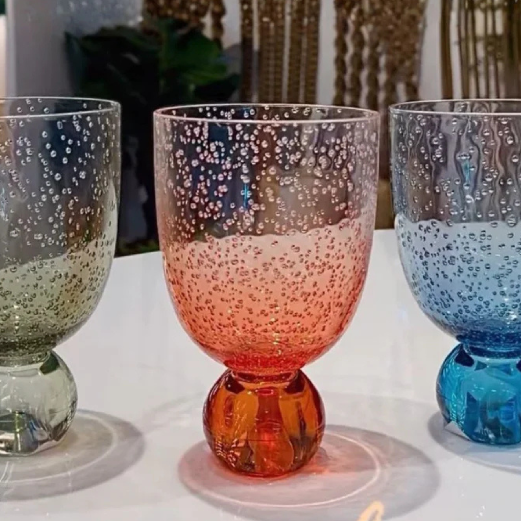 Conjunto 6 Copos Acrilico Detalhe Degradê Bolhas base Esfera Laranja Linha Sintonia 360ml