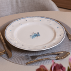 Conjunto 4 Pratos Rasos Cerâmica Florescer Azul 27cm