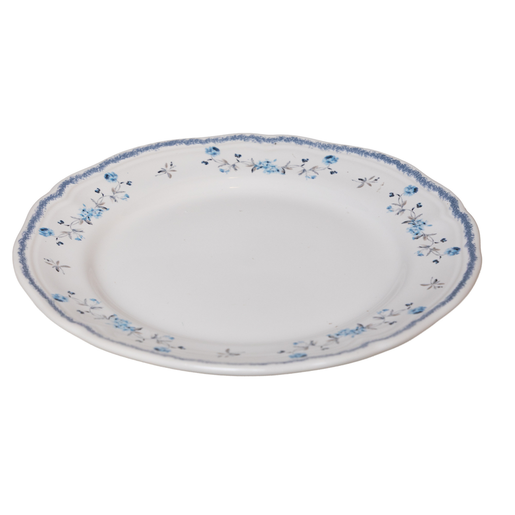 Conjunto 4 Pratos de Sobremesa Cerâmica Florescer Azul 19,5cm