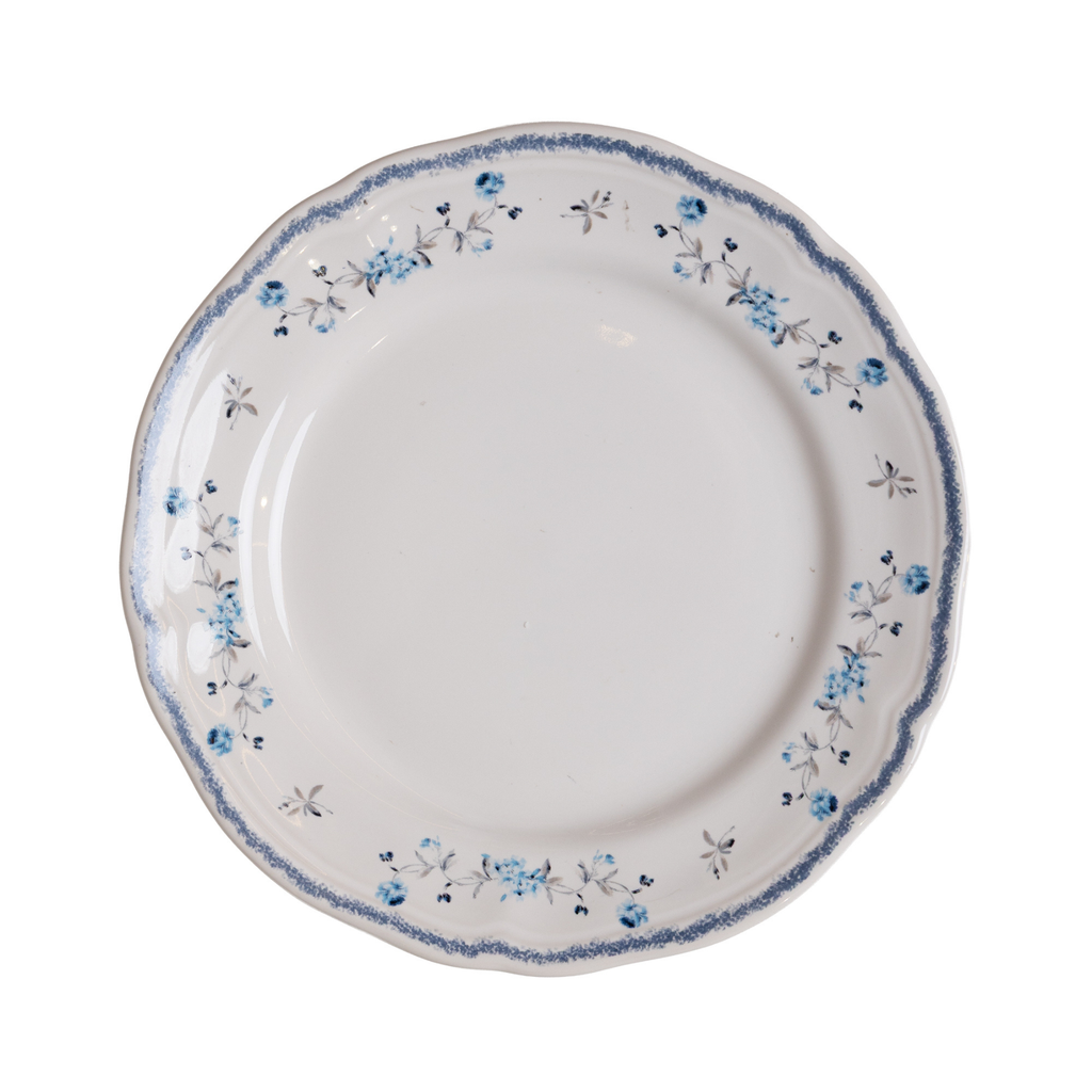 Conjunto 4 Pratos de Sobremesa Cerâmica Florescer Azul 19,5cm