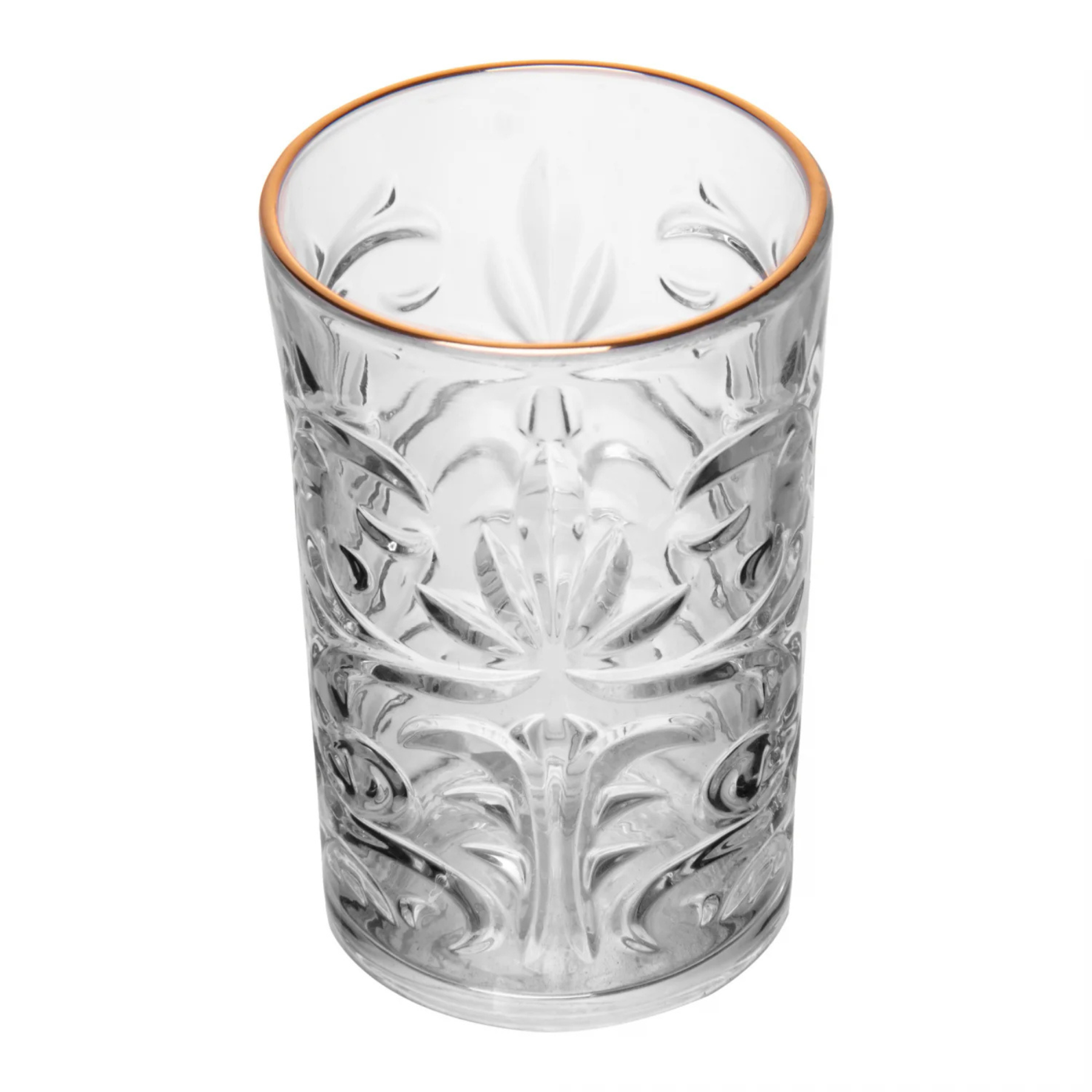 Jogo 6 Copos Altos Cristal Ecológico com Fio de Ouro Arabesco 330ml Wolff