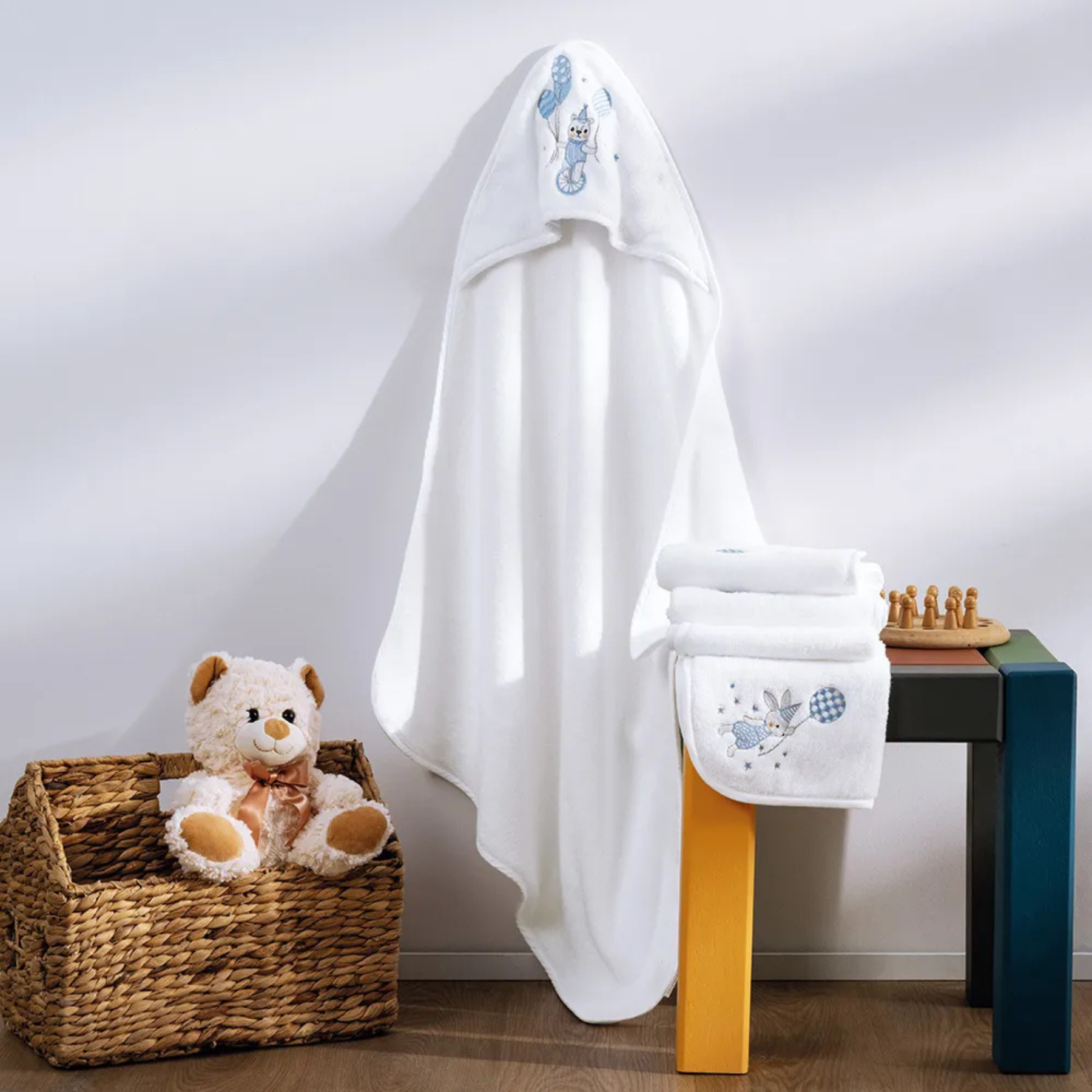 Toalha Banho com Capuz Baby Incanto Branco Trussardi